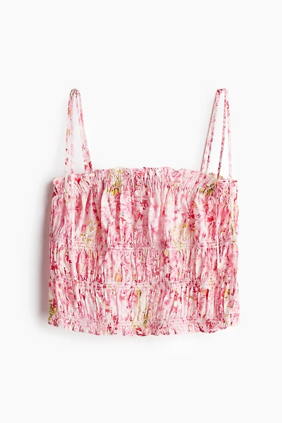 Smocked Top with Tie Shoulder Straps