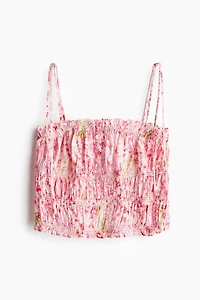 Smocked Top with Tie Shoulder Straps