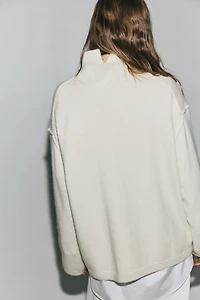 Seam-Detail Mock Turtleneck Sweater