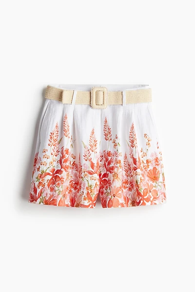 Belted Twill Shorts
