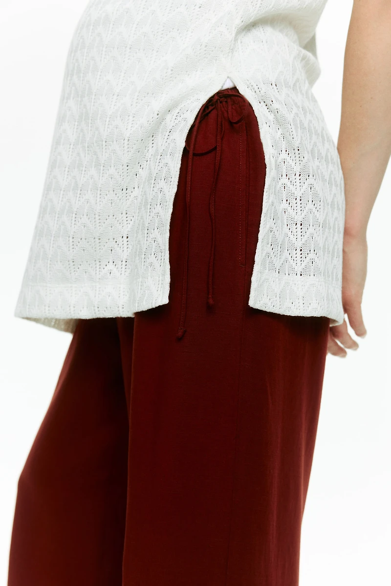 MAMA Linen-Blend Drawstring Pants