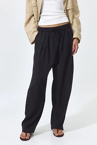 Barrel-Leg Drawstring Pants