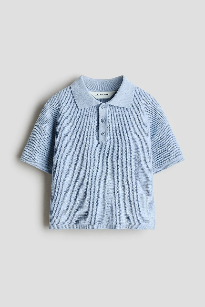 Rib-Knit Polo Shirt