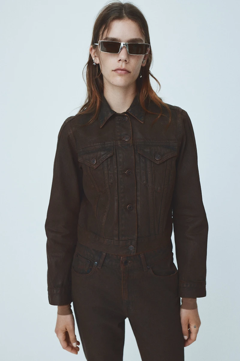 Veste en denim enduit