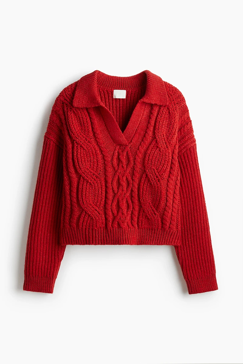Cable-Knit Sweater with Collar