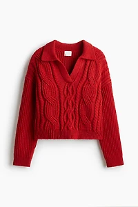 Cable-Knit Sweater with Collar