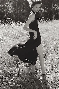 Linen-Blend Wrap Dress