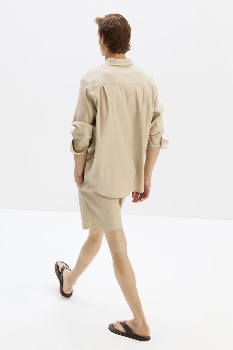 Easy-Care Relaxed-Fit Linen-Blend Shorts