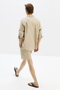 Easy-Care Relaxed-Fit Linen-Blend Shorts