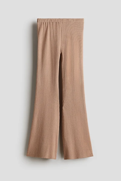 Flared Rib-Knit Pants