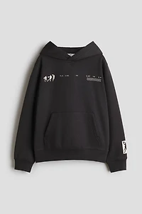 Print-Motif Brushed-Inside Hoodie
