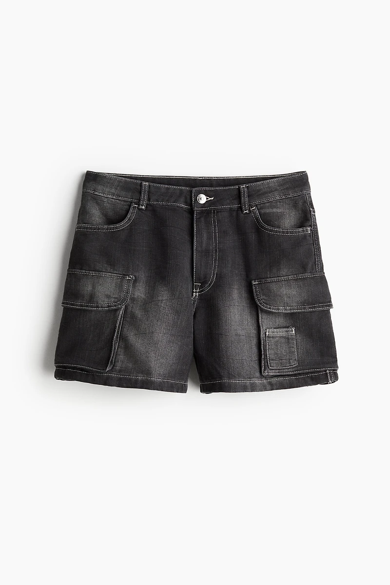 Regular Denim Cargo Shorts