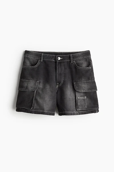 Regular Denim Cargo Shorts