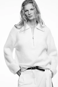 Mohair-Blend Half-Zip Sweater