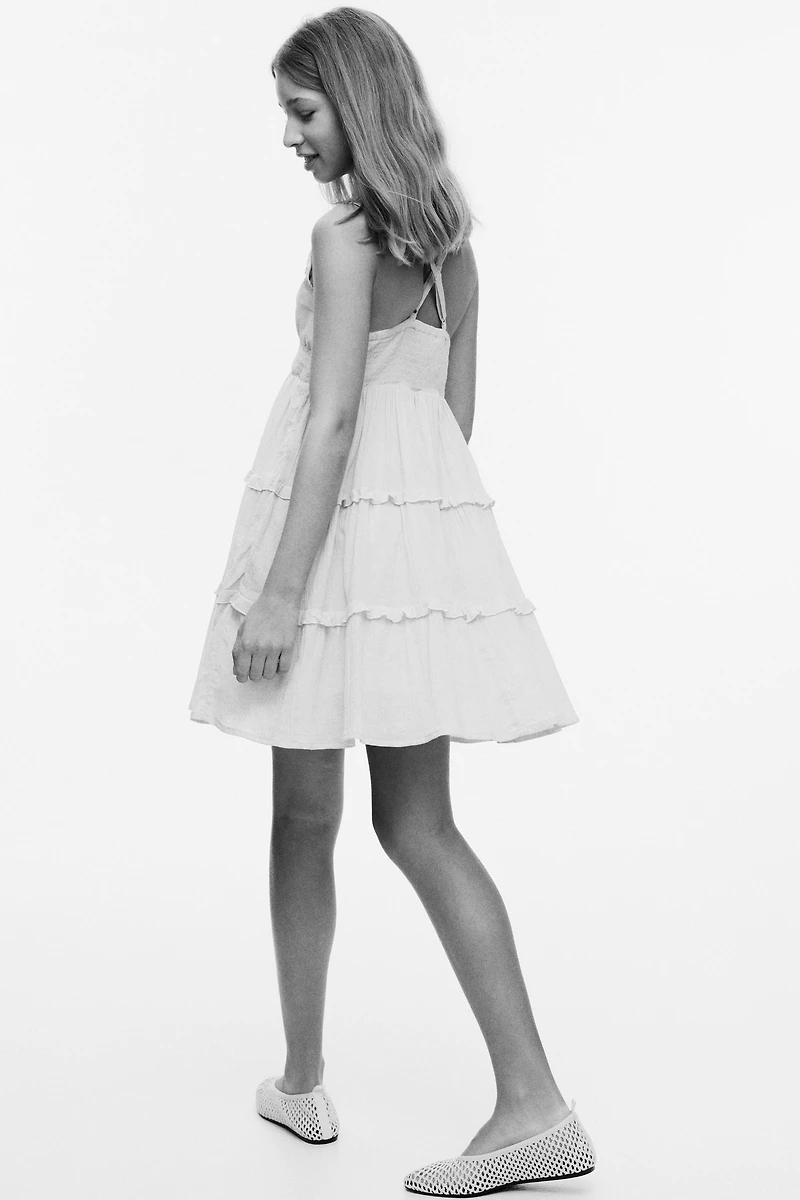 Smocked Ruffle-Trimmed Dress