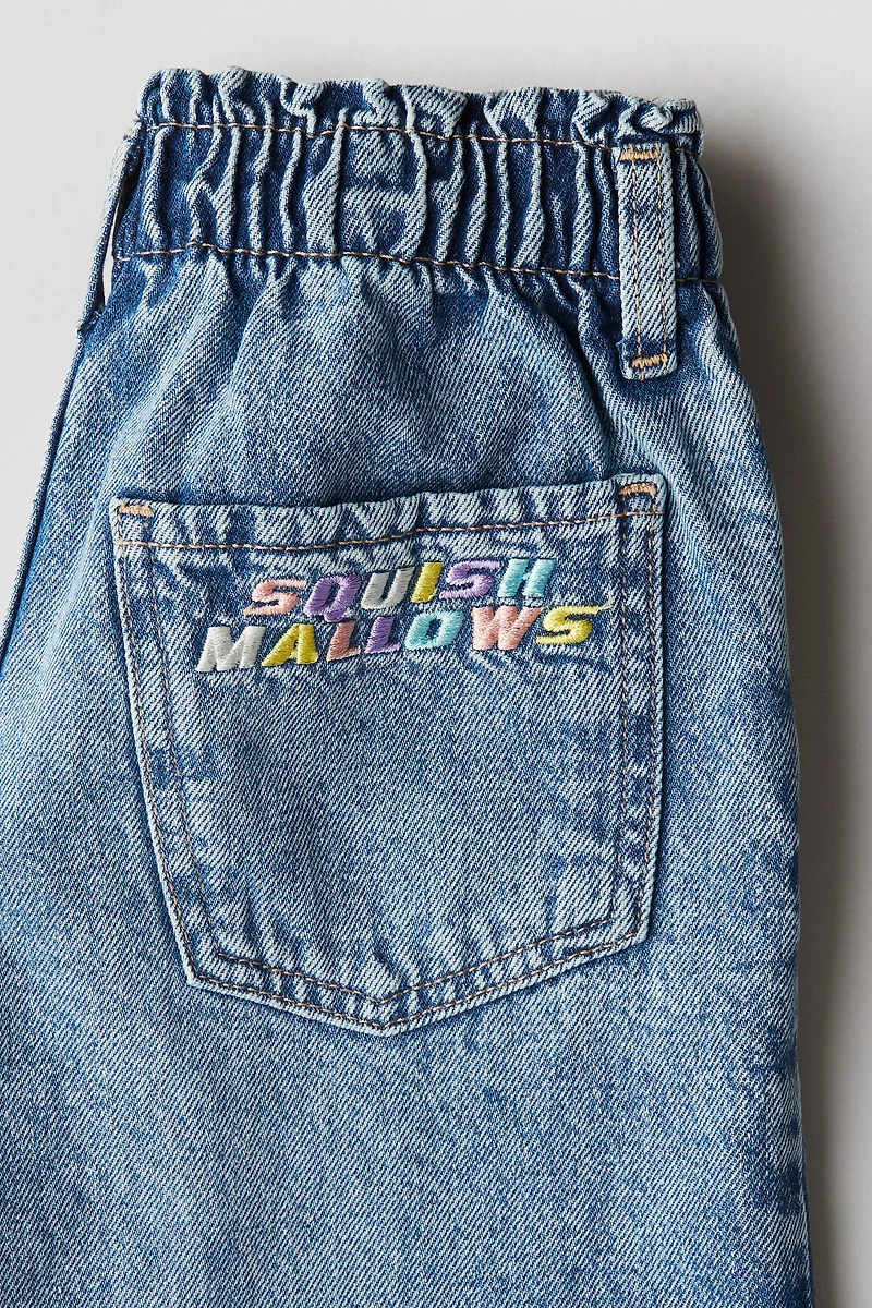 Motif-Detail Wide Leg Jeans