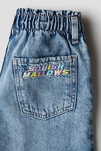 Motif-Detail Wide Leg Jeans