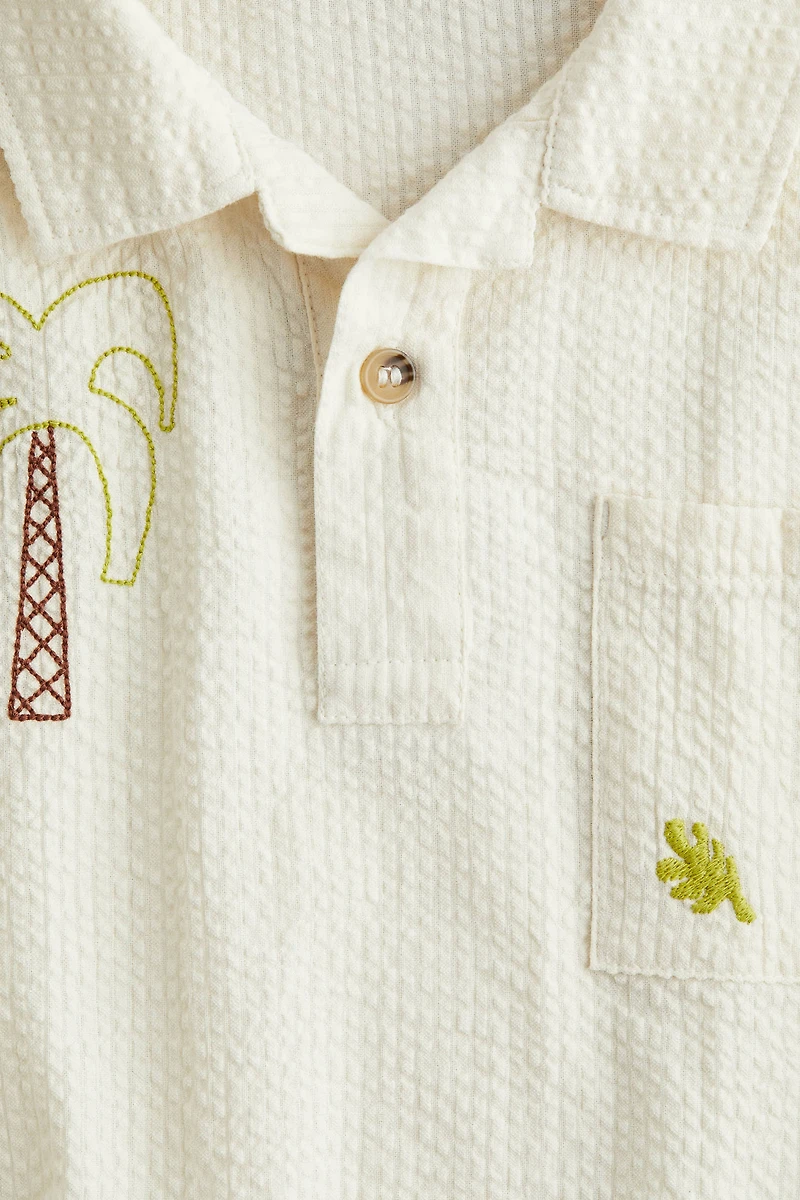 Cotton Seersucker Polo Shirt