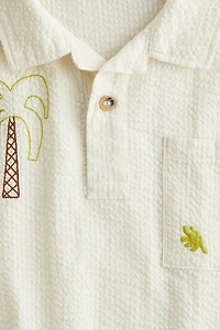 Cotton Seersucker Polo Shirt