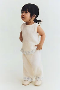 2-Piece Embroidered-Detail Cotton Set