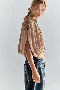 Oversized Bubble-Hem Blouse
