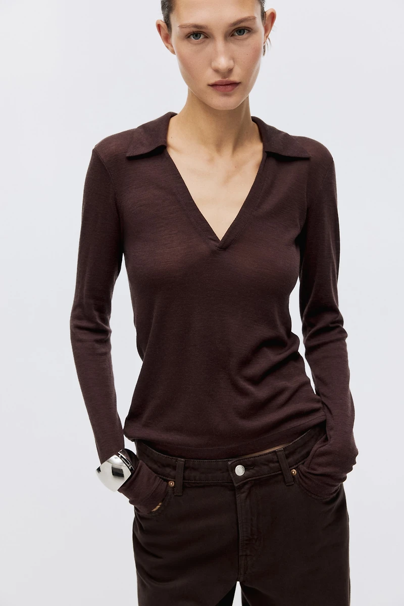 Wool jersey top