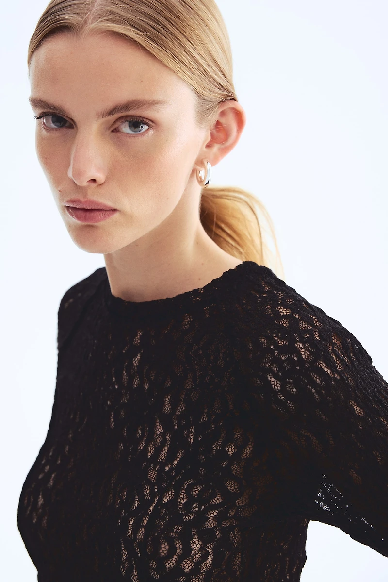 Lace-Look Jersey Top