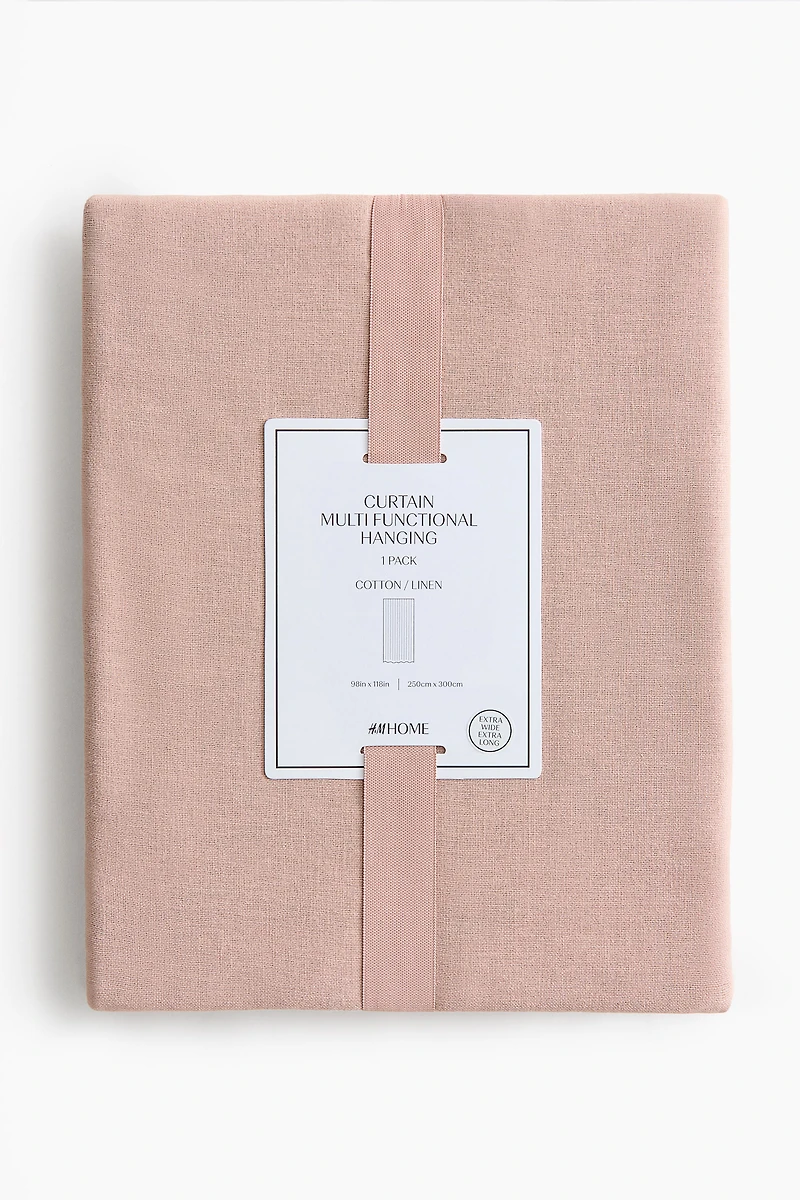 1-Pack Long and Wide Linen-Blend Curtain Panel
