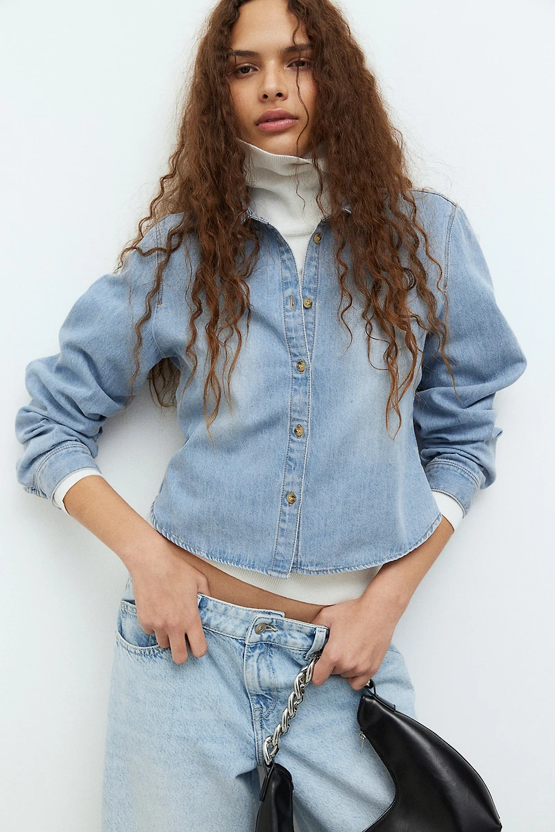 Chemise courte en denim