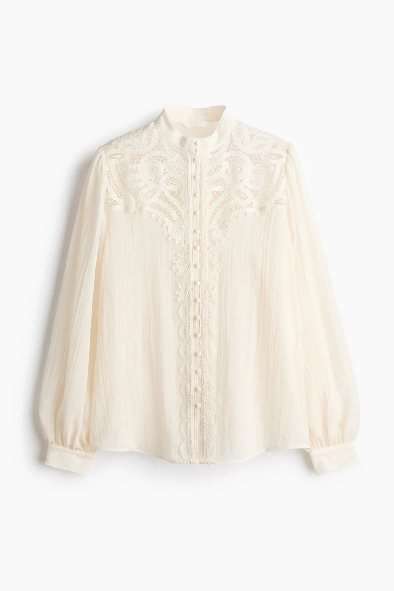 Blouse avec empiècement en dentelle