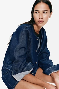 Veste sans col en denim