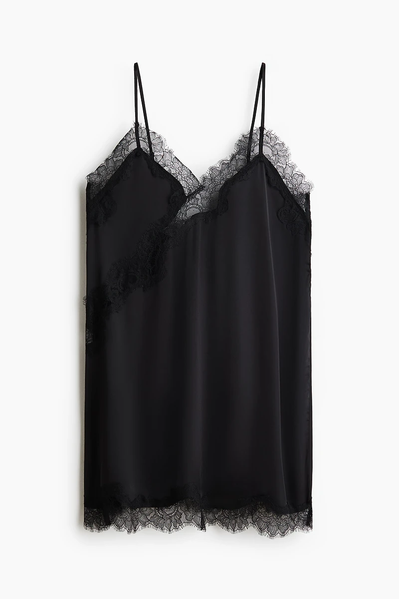 Lace-Trimmed Satin Nightgown
