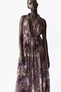 Gathered Halterneck Dress