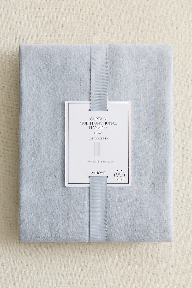 1-Pack Wide Linen-Blend Curtain Panel
