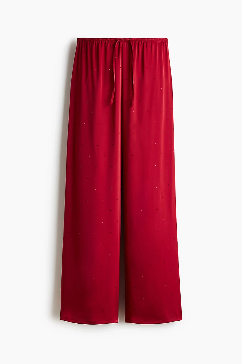 Embellished Satin Pajama Pants