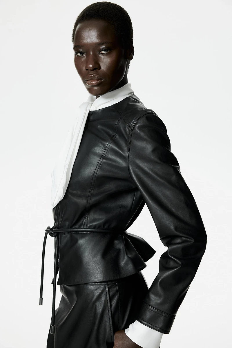 Coated Peplum Jacket