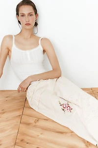 Linen-Blend Pajama Culottes