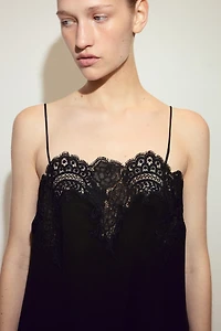 Lace-Trimmed Viscose Top
