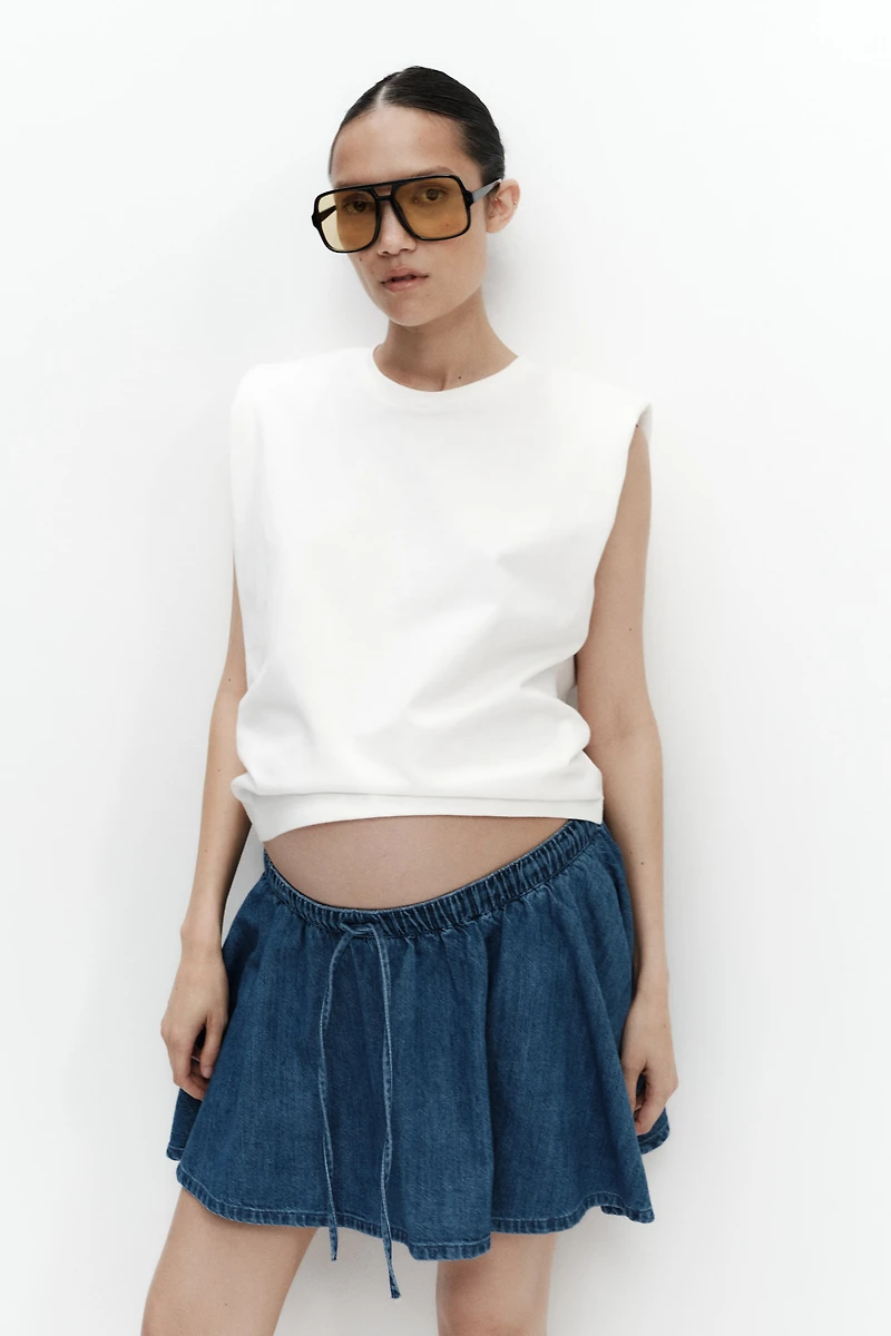 MAMA Flared Cotton-Blend Skort
