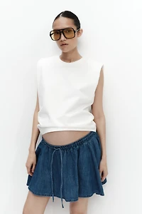 MAMA Flared Cotton-Blend Skort