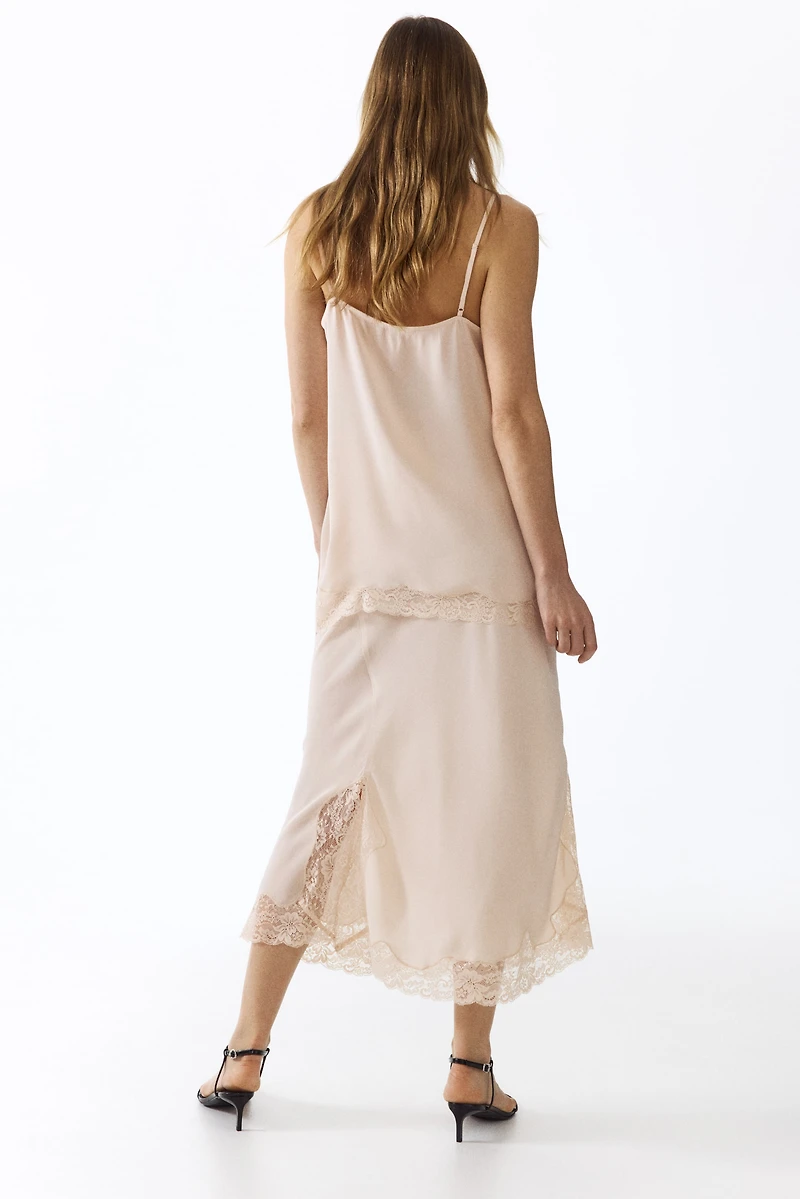 MAMA Lace-Trimmed Viscose Skirt