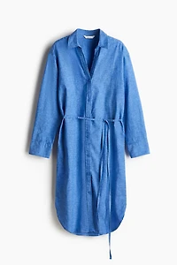 Linen-Blend Shirt Dress