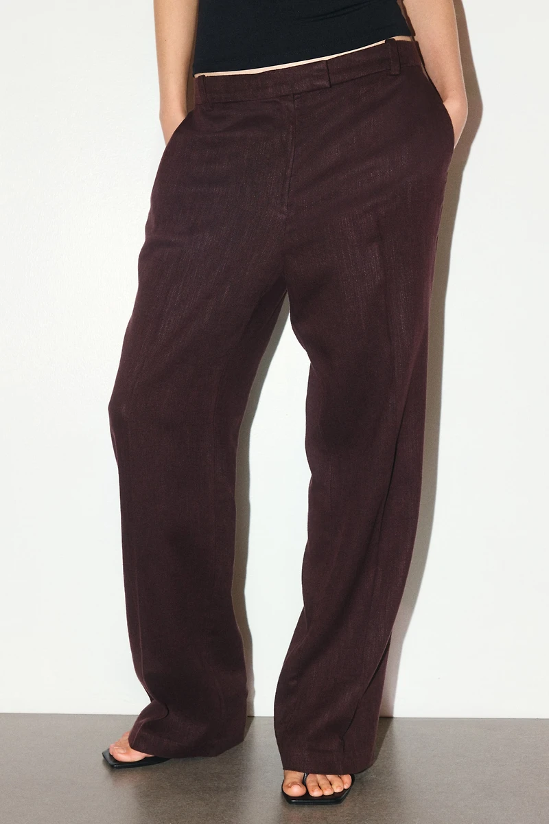 Linen-Blend Dress Pants