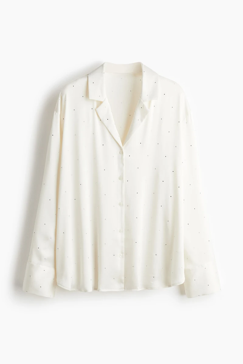 Embellished Satin Pajama Shirt