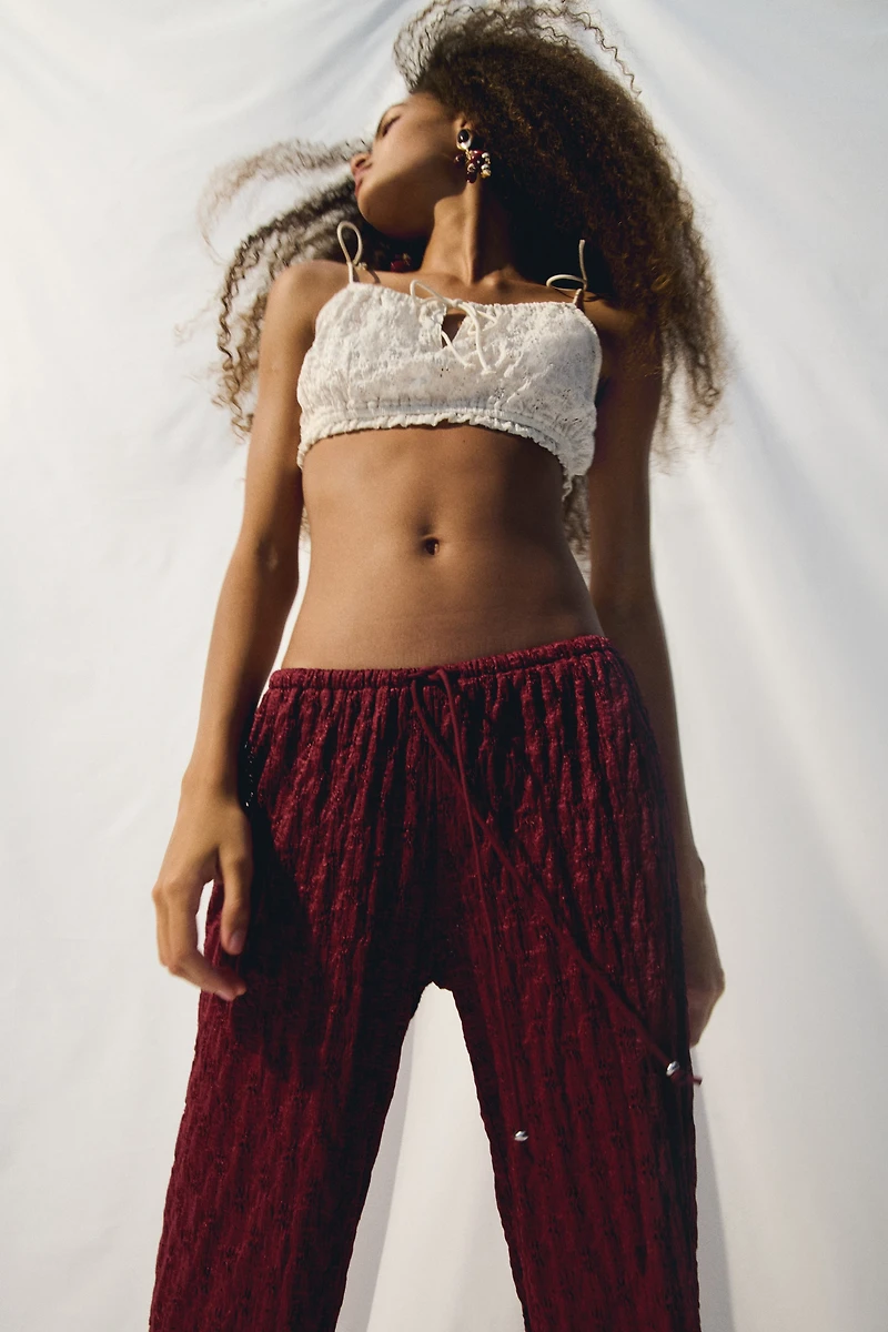 Lace-Look Drawstring Pants