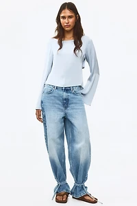 Tie-Back Boat-Neck Blouse