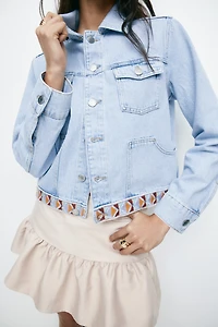 Embroidered-Detail Denim Jacket