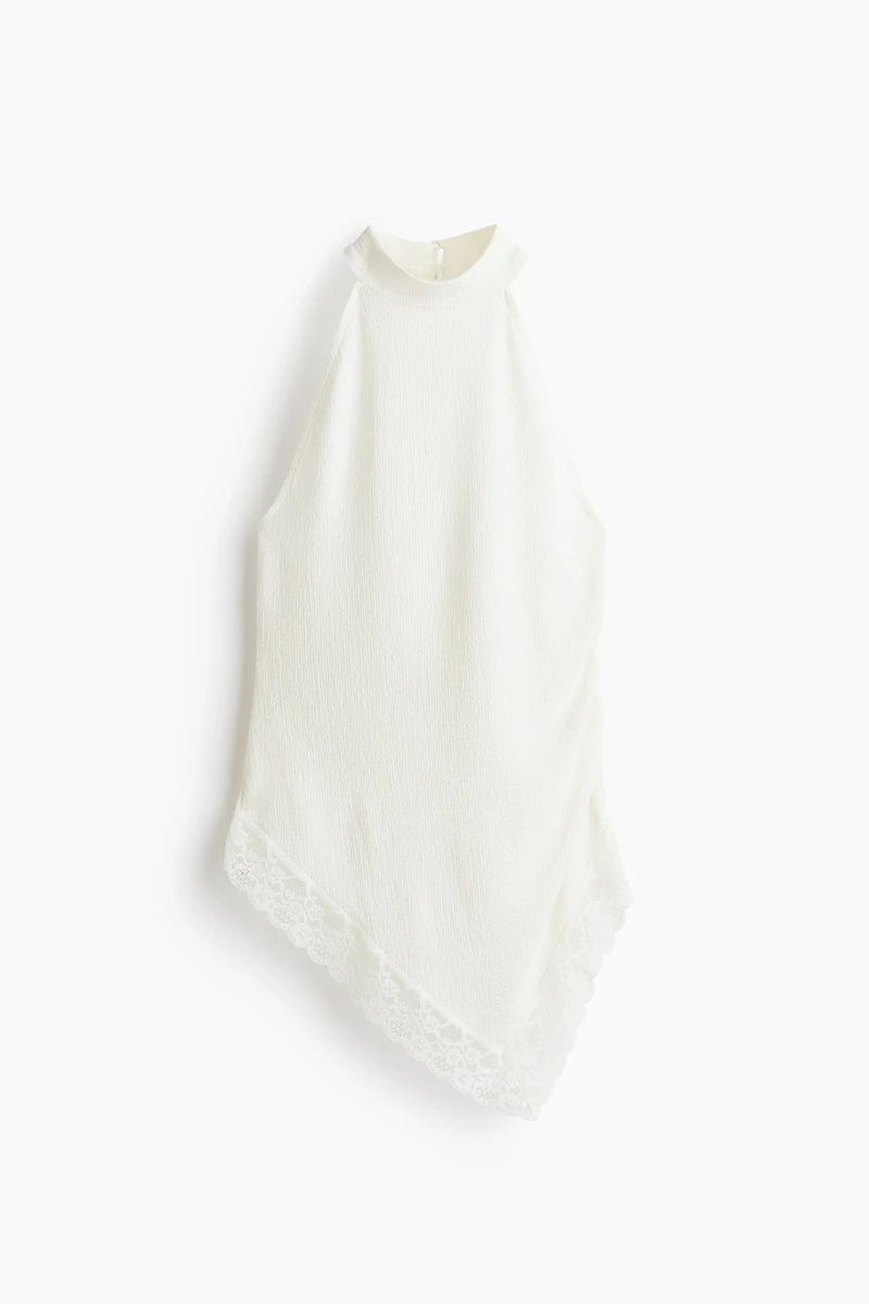 Lace-Trimmed Halterneck Top
