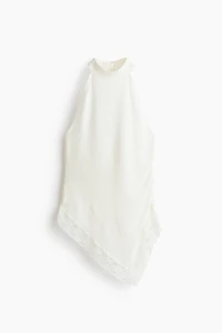 Lace-Trimmed Halterneck Top