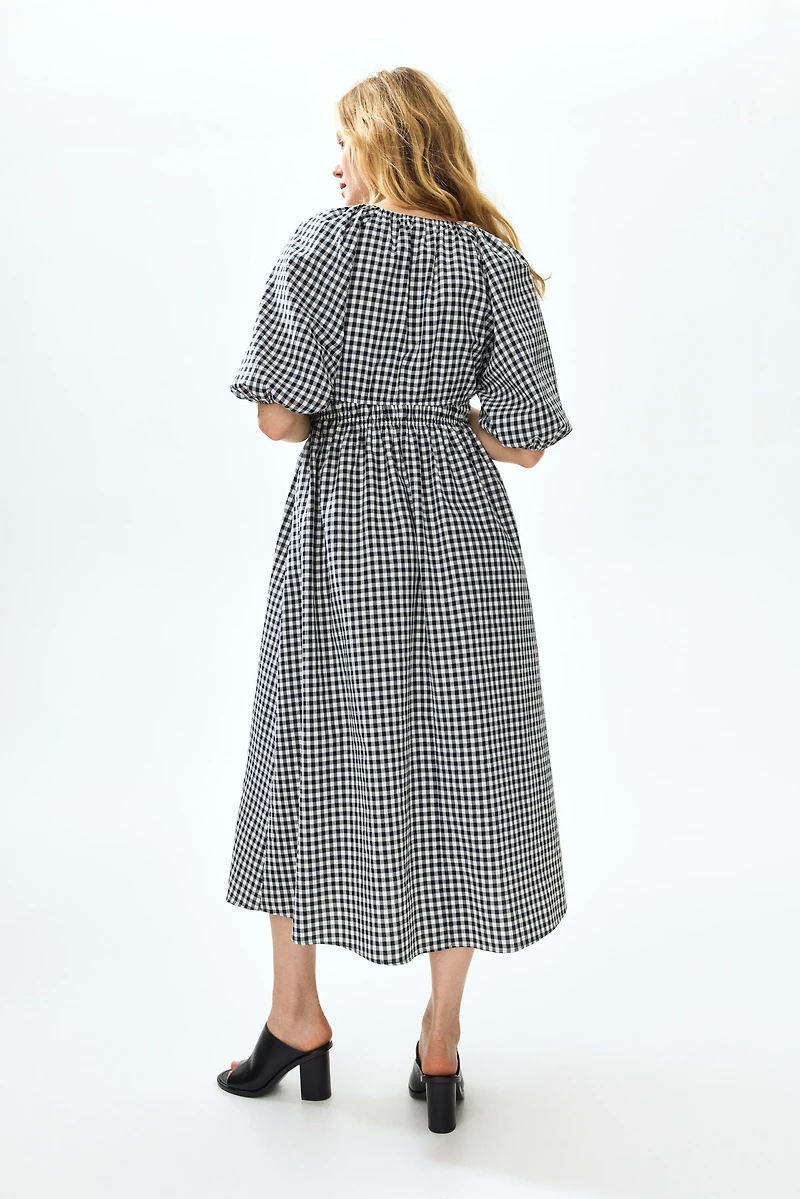 MAMA Balloon-Sleeved Midi Dress
